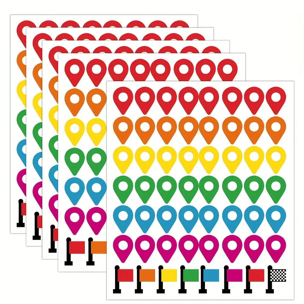 56pcs Self-Adhesive Pointer Stickers Waterproof Map Location Marking Tags Position Indicator Decals