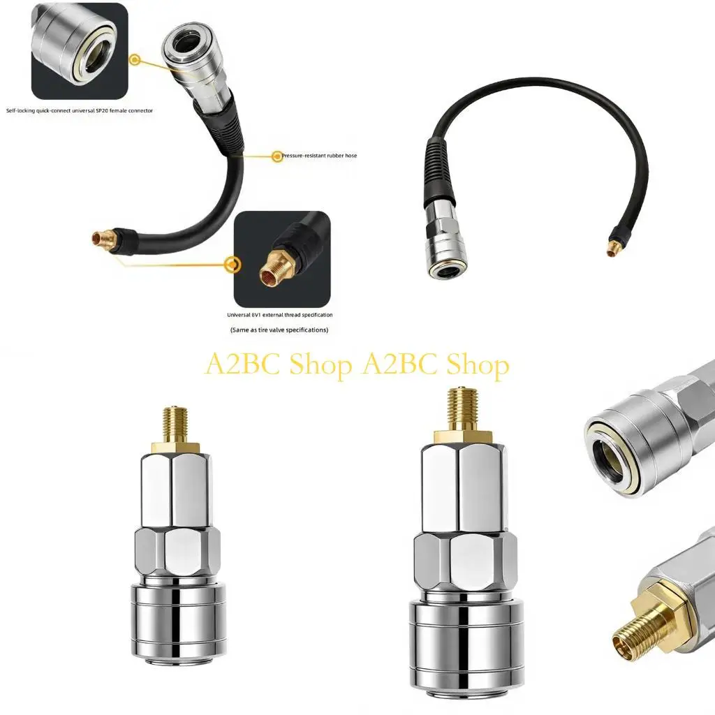 A2BC Upgrades Tire Inflation Coupler Adapter with Metal Air Chuck for Daily Use