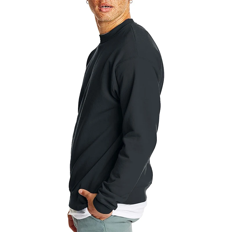 Herren Einfarbiges Rundhals-Sweatshirt Lässiger Langarm-Pullover Locker Sitzende Basic-Sweatshirts Männliche Alltagskleidung Streetwear-Oberteile – Detail 8