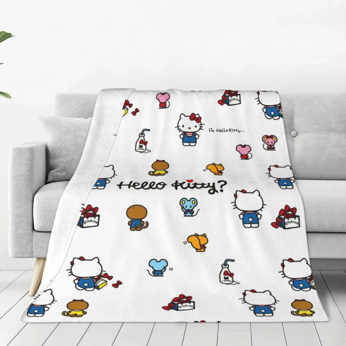 Official Hello Kitty And Friends Joy Blanket Fuzzy Funny Soft Throw Blanket for Home Decoration