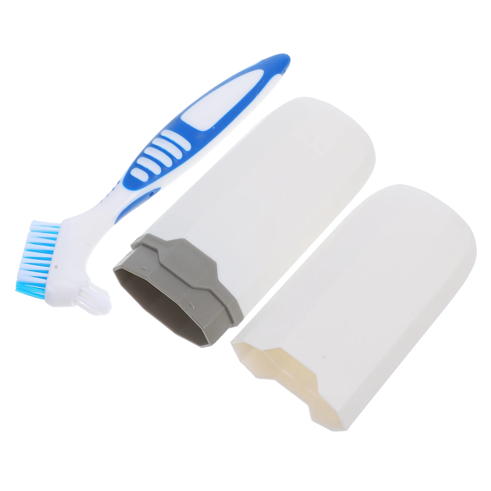 

1 set 1 Set Portable Denture Brush Storage Case Travel Toothbrush Holder Kit Double Sided Cleaning Tool For Oral