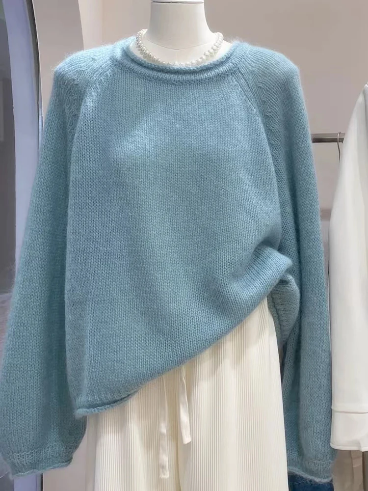 

2025 New Chic Women Wool Sweater Autumn Winter O-neck Long Sleeve Pullover 100% Merino Wool Knitwear Soft Warm Casual Style Tops