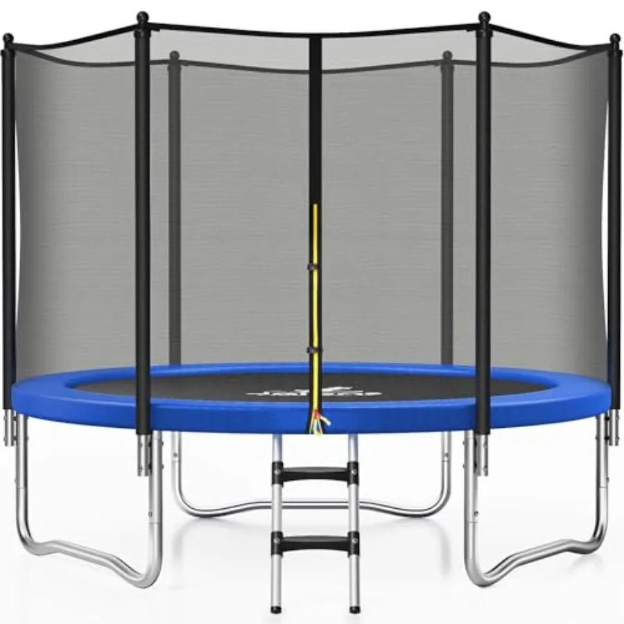 8FT Outdoor-Trampoline mit Sicherheitsnetz und Leiter, Freizeittrampoline, rostfrei, für Erwachsene, AST