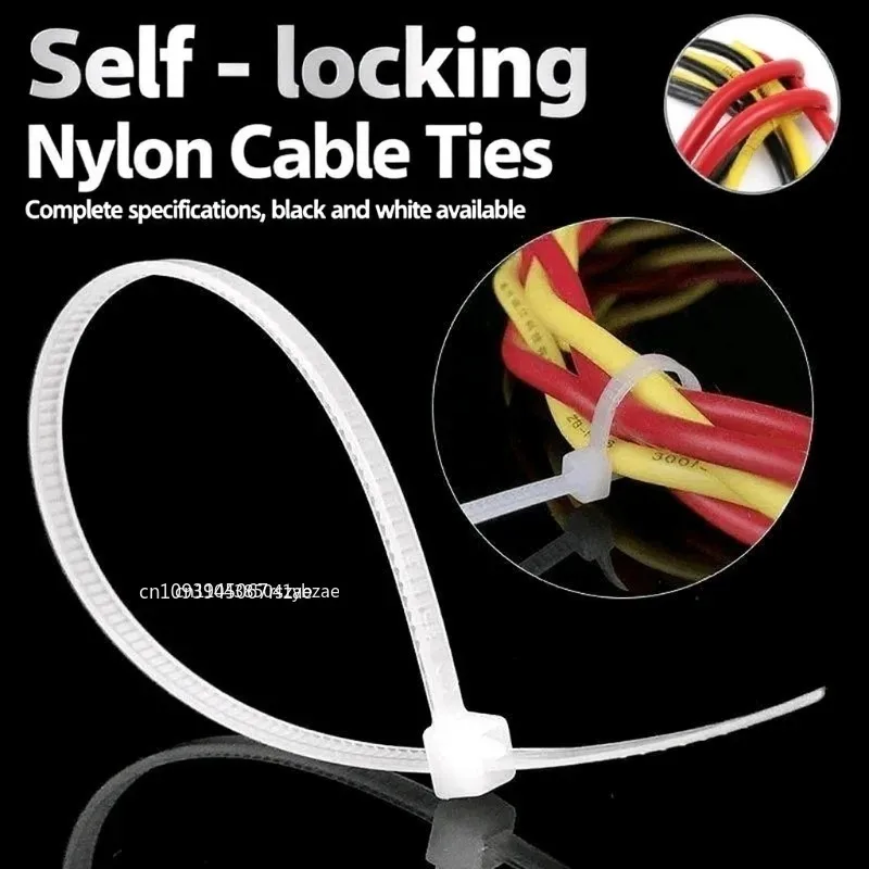 Self Locking Plastic Nylon Cable White/black 200mm Cable Fastening Ring 150mm Cable Tie 100mm Zip Wraps Strap Tie