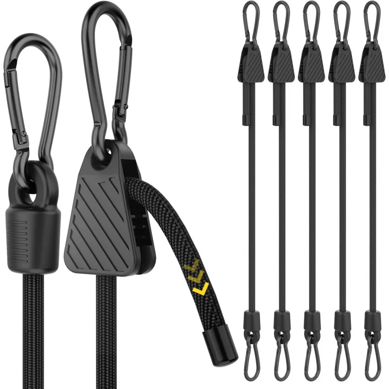 Corda Elástica Ajustável com Ganchos de 7-48 Polegadas, Cinta de Amarração Reforçada para Carga, Camping, Suporte de Bicicleta e Barraca