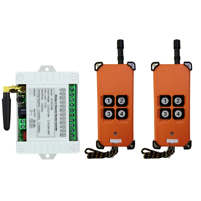 3000M 433MHz Industrial DC 12V 24V 36V 4CH 4 CH RF Wireless Remote Control OverheadTravelling Crane System Receiver Digital Key