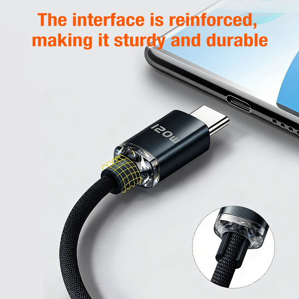 120W 6A Type C To Type C Cable For iPhone 15 16 Pro Max Fast Charge USB C Data Cord For Samsung S24 Quick Charging Cable 1.5m 2m