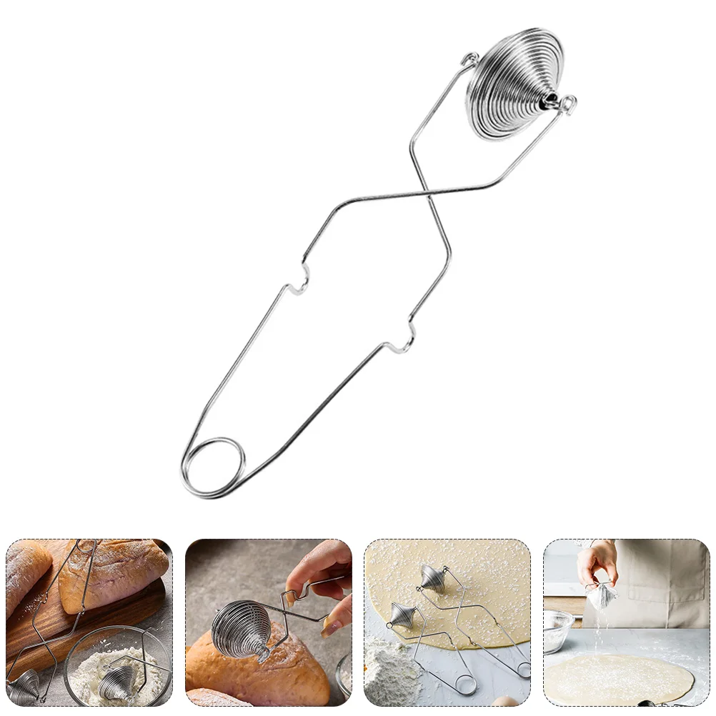 Food Mixer Handheld Spring Duster Fine Mesh Strainer Baking Sifting Tool Flour Semi-automatic Whisk