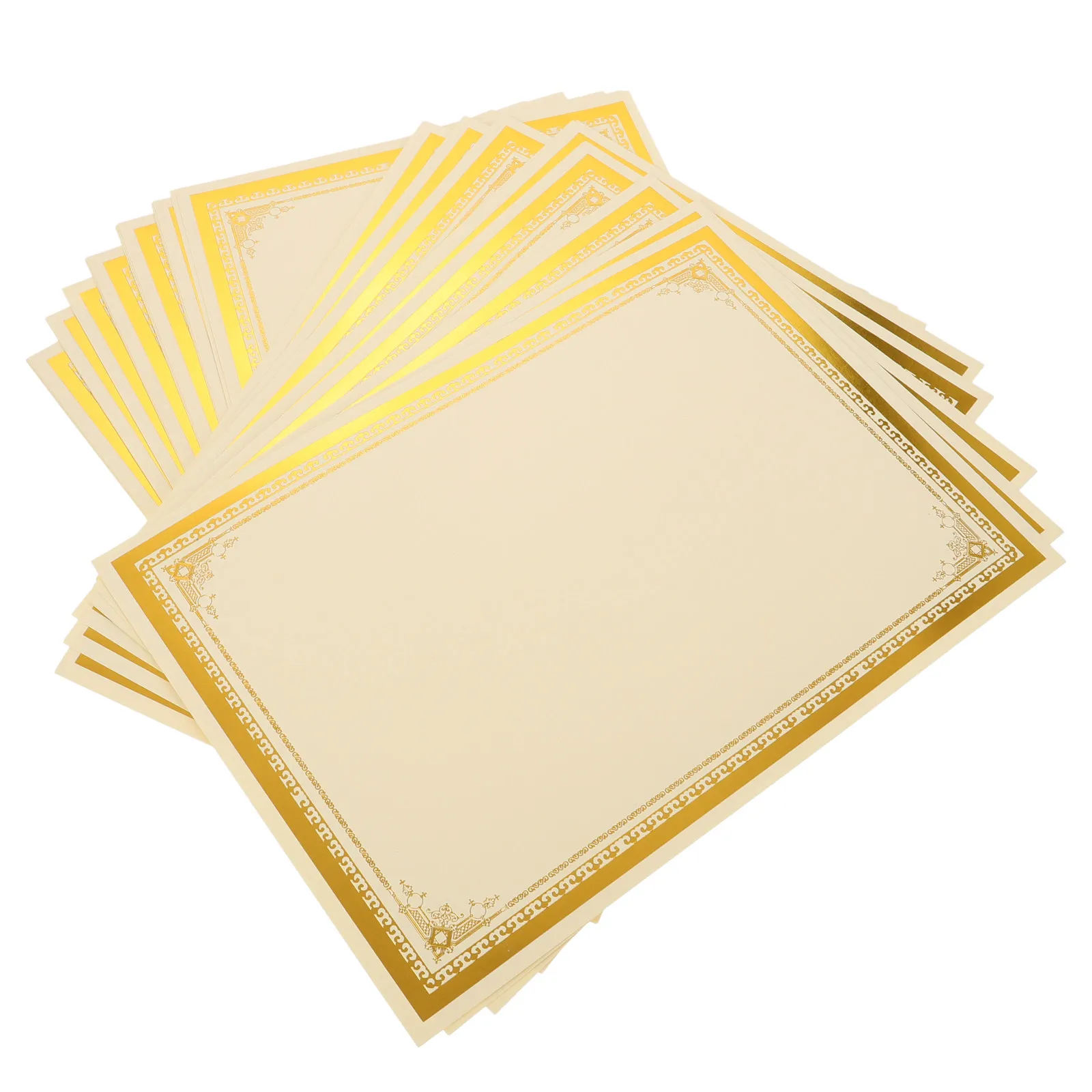 

30Pcs A4 Certificate Paper 250G Gold Foil Blank Insert for Award Diploma Graduation Ceremony Classroom End of Year Academic Camp