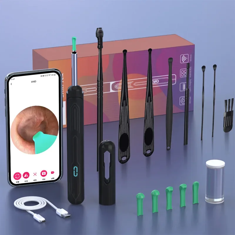 Ear Cleaner with Camera Set HD Ear sticks Otoscope USB C Charging Endoscope Wax Removal Tool Earpick Ear Clening set NK3 Pro