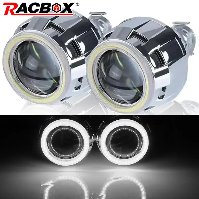 2.5 inch LED Angel Eyes Lens Bi-xenon Projector Lenses For Headlight H7 H4 9005 9006 Light Bulb Car Retrofit Use H1 HID LED Lamp