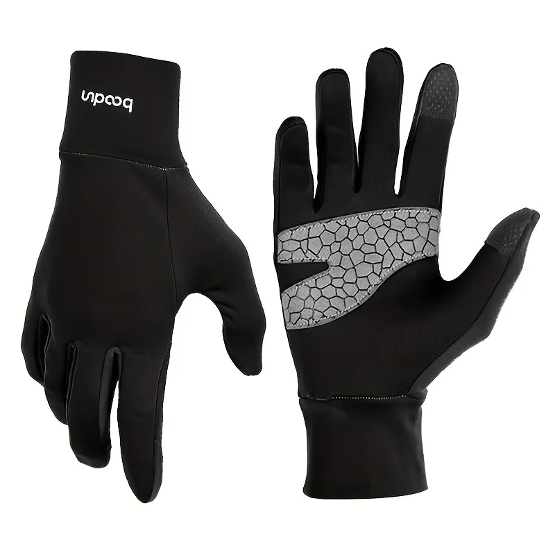 1 Pair Winter Warm Windproof Gloves, Touches Screen Silicone Non-Slip Gloves, Thermal Gloves For Running Cycling Driving Hiking