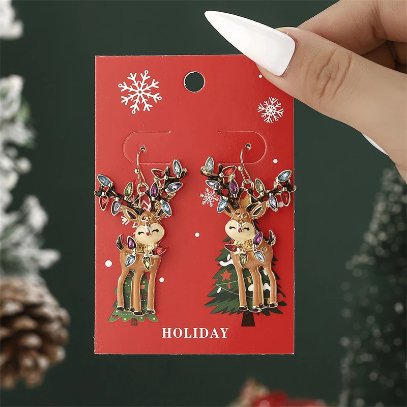 

Charming Christmas Tree Elk Star Bell Earrings for Women Adorned Pearls Rhinestone Different Styles Festive Party Jewelry