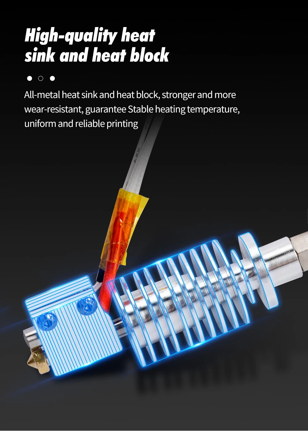 3D Drucker Hotend Für Anycubic Vyper Chiron 24V 40W Heizung Mit Hotend Kühlkörper 3D Druck Teile J kopf Extruder 0,4mm Düse – Detail 3