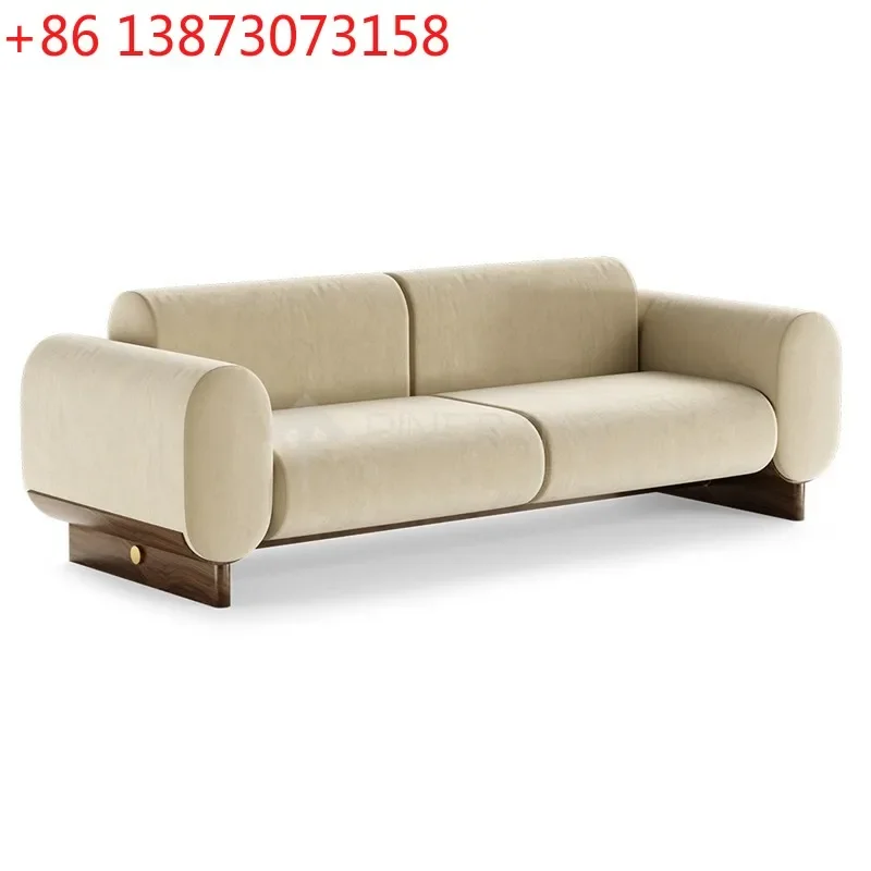 

Fabric living room double triple sofa modern simple solid wood sofa