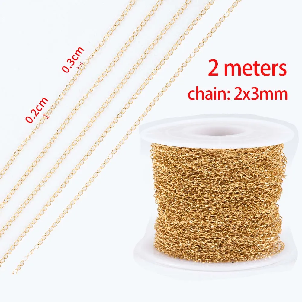Kein Verblassen, 2 Meter Edelstahlketten für die Schmuckherstellung, DIY-Halskette, Armband, Zubehör, Goldkette, Lippen, Perlen, Perlenkette