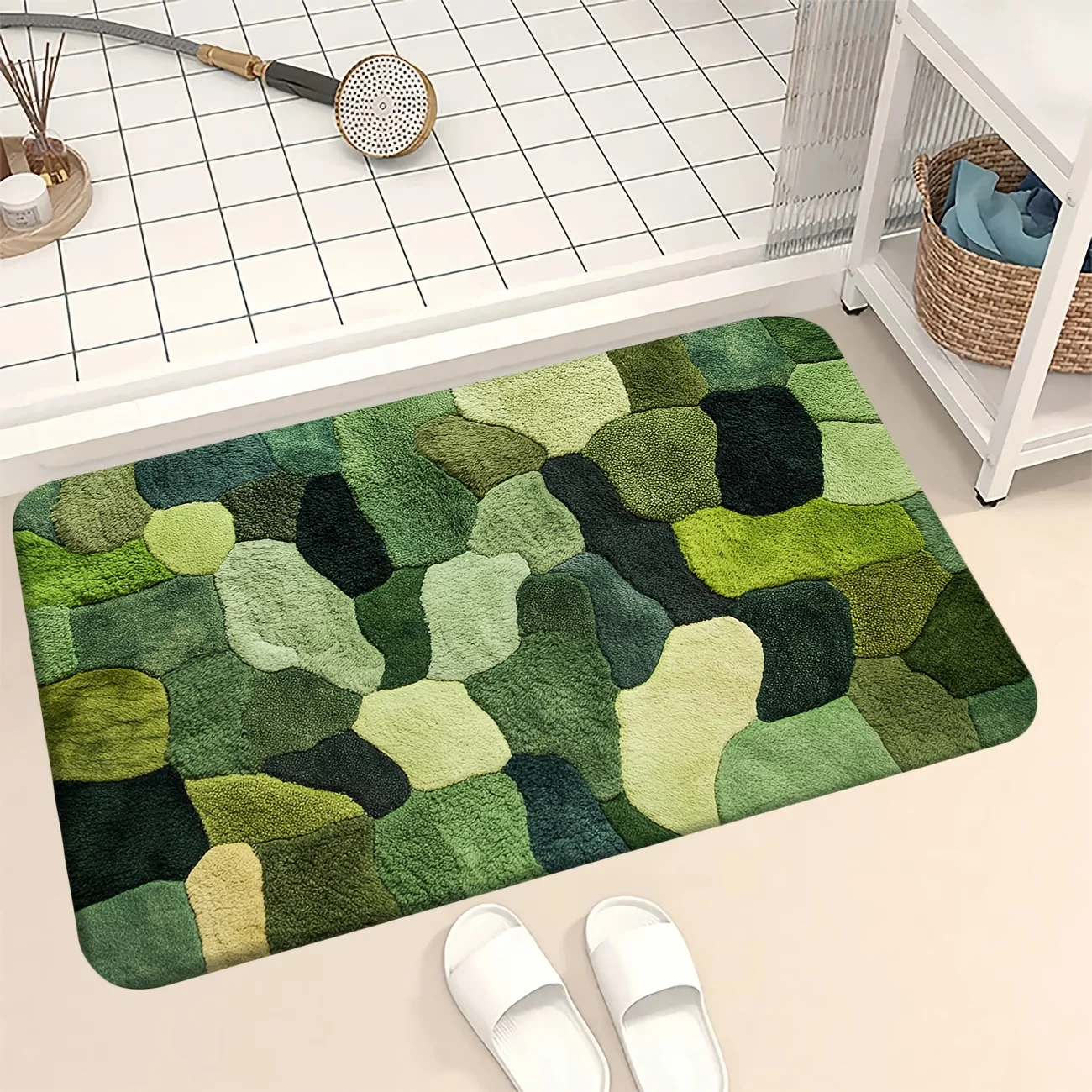 Abstract Forest Bath Mat - Simple Kitchen Shower Entryway Rug, Perfect New Home Gift & Bathroom Kitchen Decor Accessory