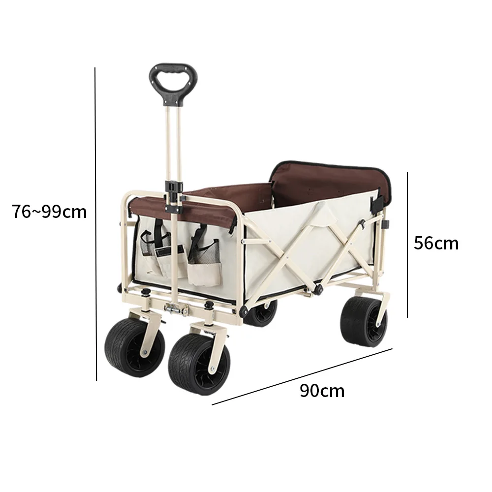 Portable Large Capacity Four-Wheel Enclosed Storage Folding Cart Heavy Duty Beach Sand Wagon Outdoor Picnic Hiking