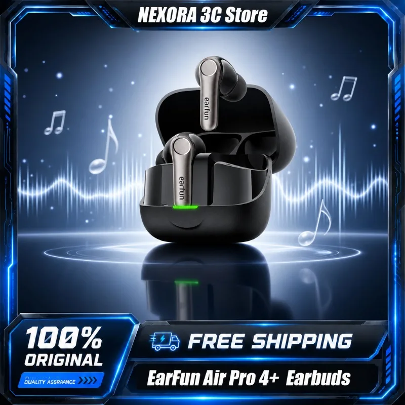 EarFun Air Pro 4+ Wireless Earbuds ANC Active Noise Cancelling Headphones LDAC Hi-Res Audio 6-Mic AI Call 54H Battery Life