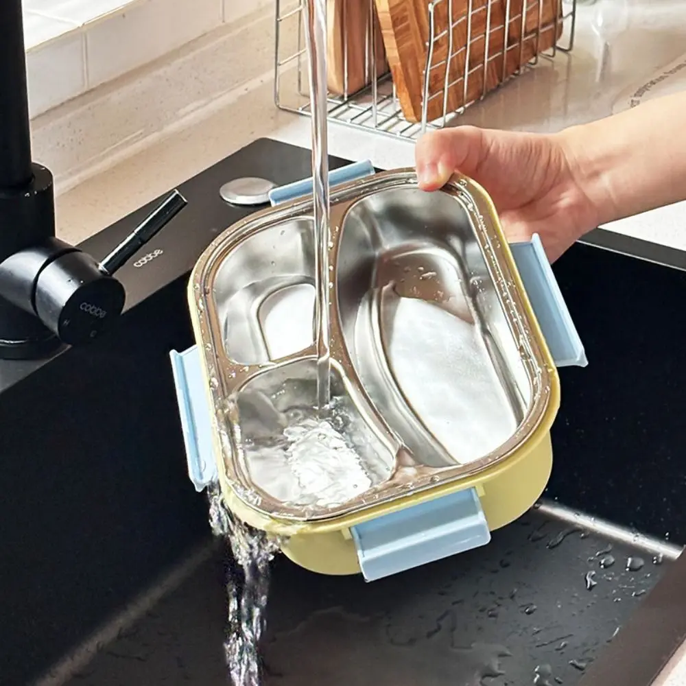 

304 Stainless Steel Insulated Lunch Box Food Grade Sealed Leak-Proof Cute Lunch Container 3 Compartment Microwave Safe