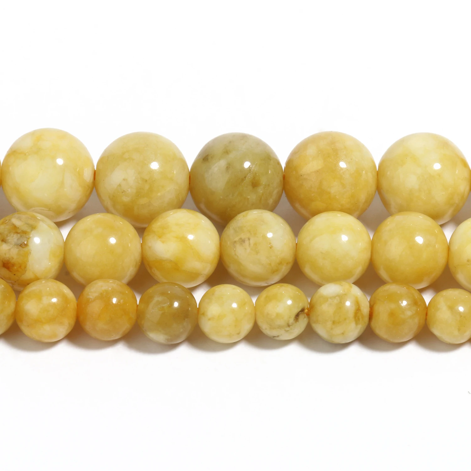 6/8/10mm Natural Jade Beads Yellow Chalcedony Stone Round Smooth for Jewelry Making DIY Bracelet Loose Spacer Beads Accessories