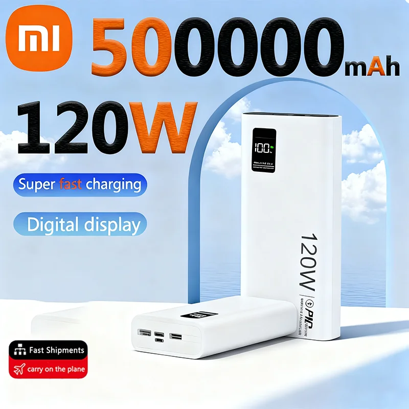 

Xiaomi Power Bank 500000mAh 120W Super Fast Charging Large Capacity Battery Charging Powerbank For IPhone Samsung Huawei