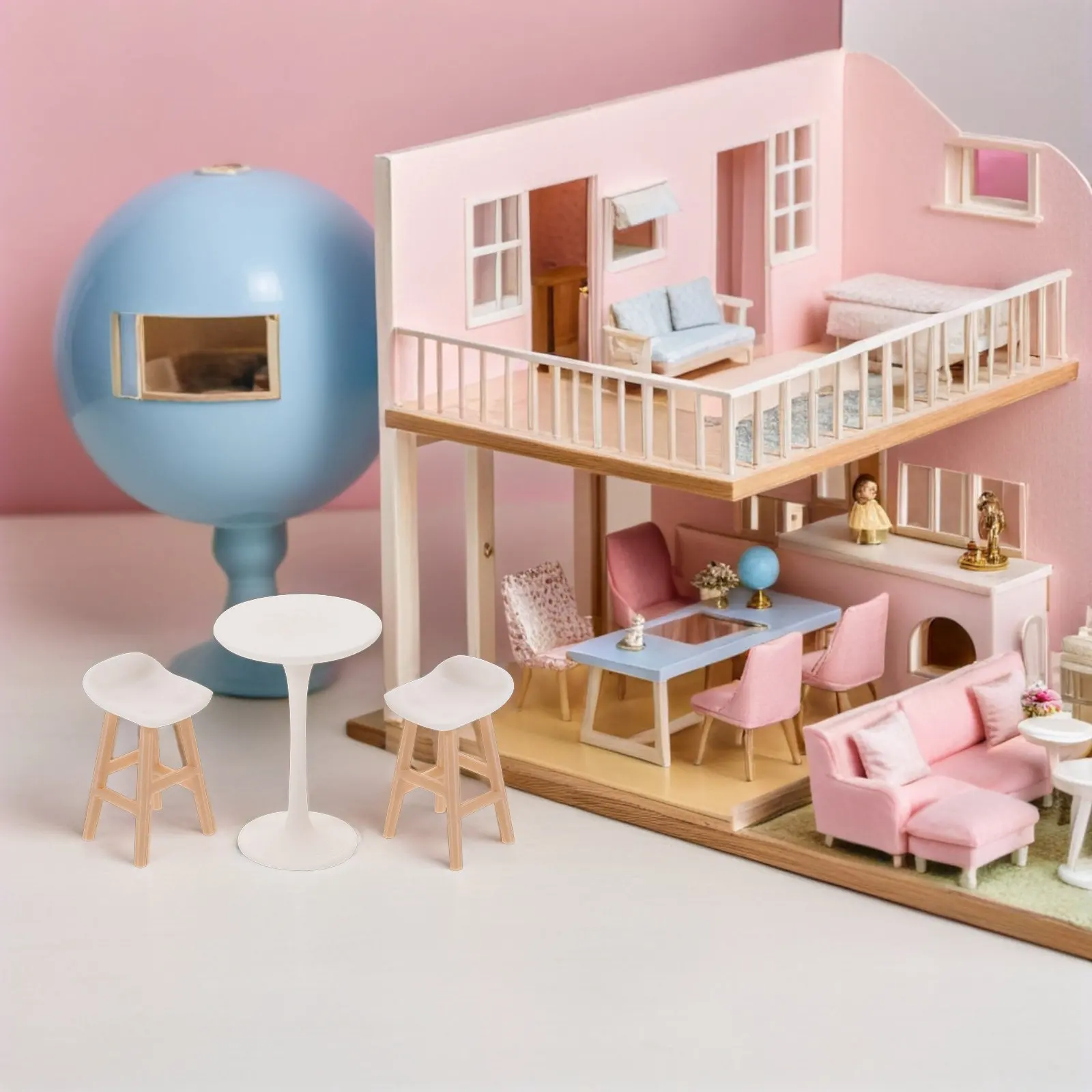 

1Set 1 20 Scale Mini Bistro Table Chairs Vintage Dollhouse Furniture Set Living Room Decor Fairy Garden Accessories Layout Props