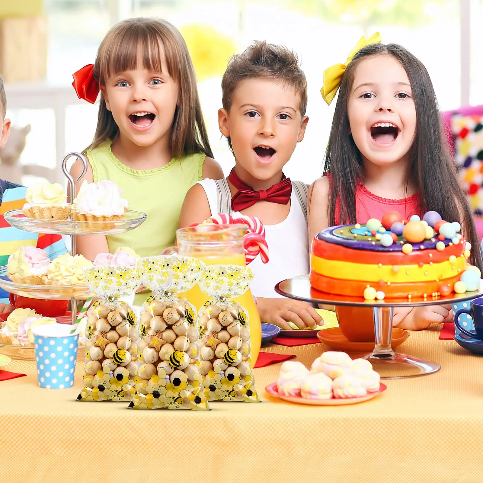 10-50 stücke Biene Zellophan Geschenkt üten Kunststoff Candy Bag Biene Thema Baby party Geburtstags feier Dekoration – Detail 4