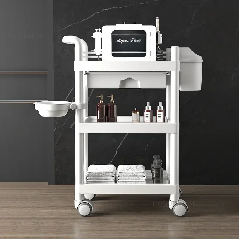 Beauty Salon Special Trolley Three-layer Tool Trolley Skin Management Beauty Cart Mobile Plastic Instrument