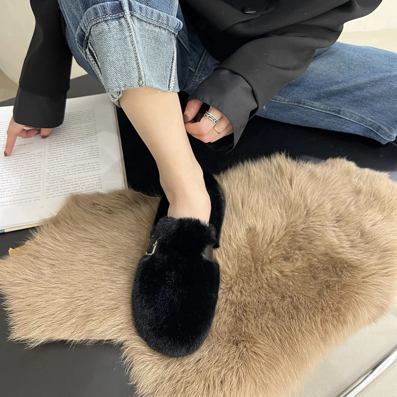 Women Moccasin Shoes Bow-Knot Slip-on Female Footwear Clogs Platform Loafers Fur Round Toe Casual Sneaker Winter Moccasins Butte