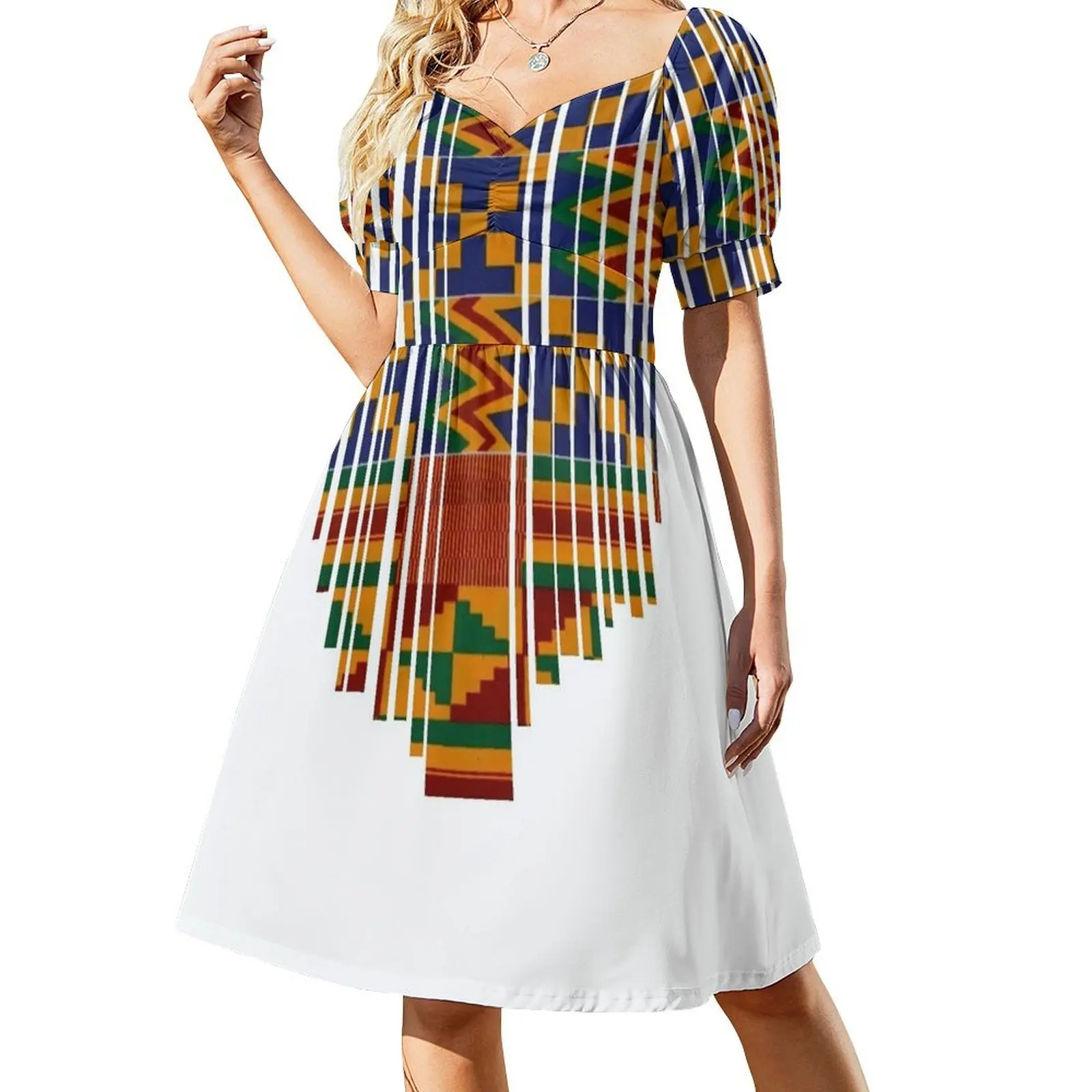 

Kente design. African print/African clothing Short Sleeved Dress dress korean style fairy dress