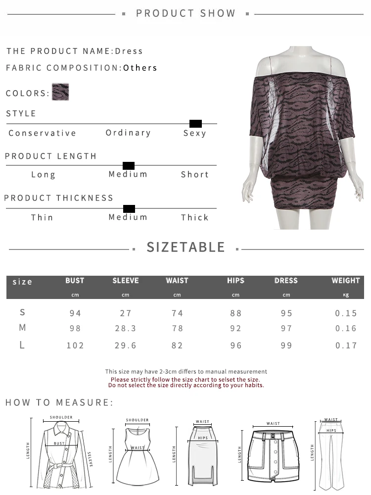 SIstrelinda Wild Hottie Rückenfreies Kleid Damen Sexy Trend Tigerstreifen Fledermausärmel Stretch Midnight Club Street Party Bodycon – Detail 1