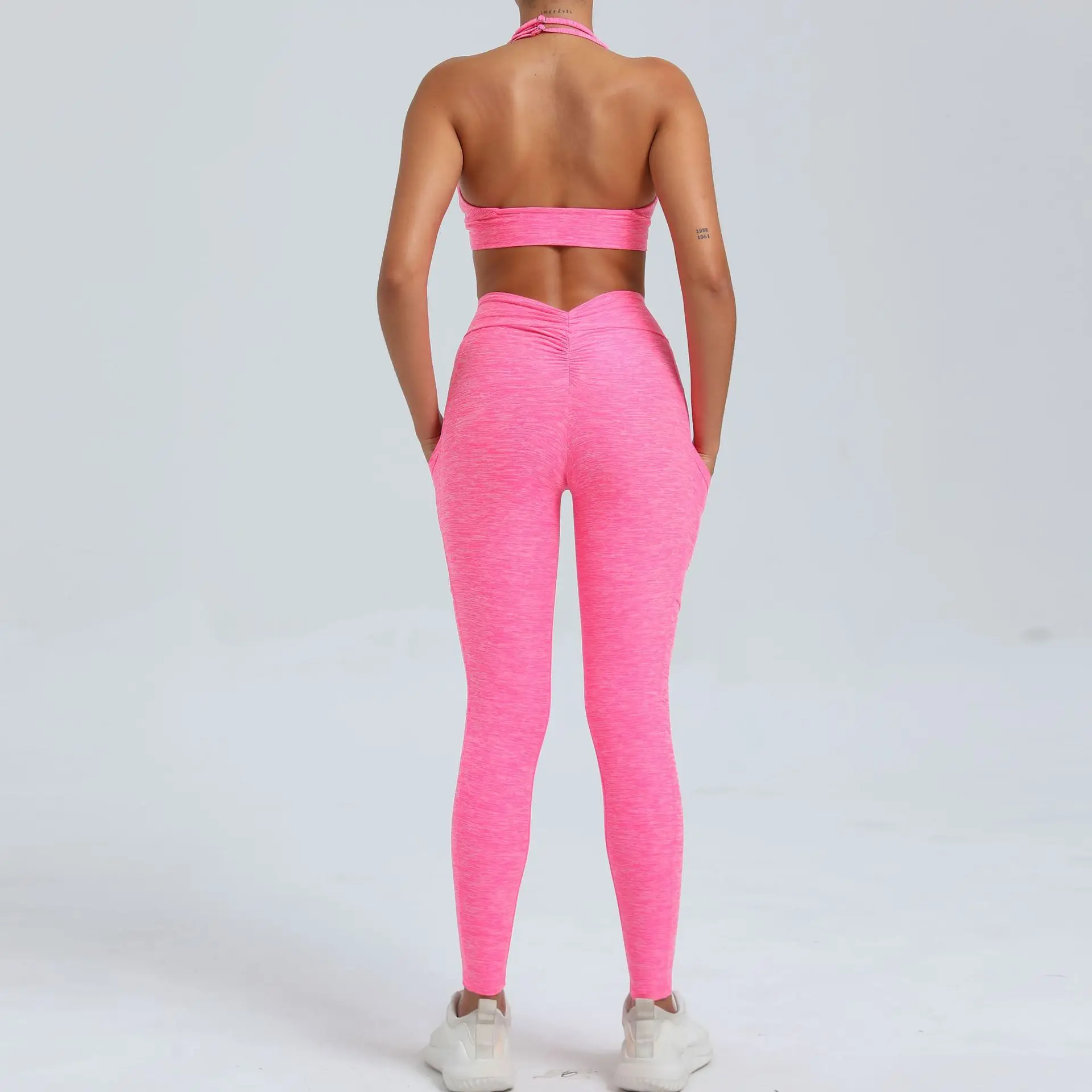 

Sexy Sports Suit Women Yoga Set 2 Pieces Gym Workout Clothing for Bra Push-Up Women High Waist Leggings Sports Clothing Fitness