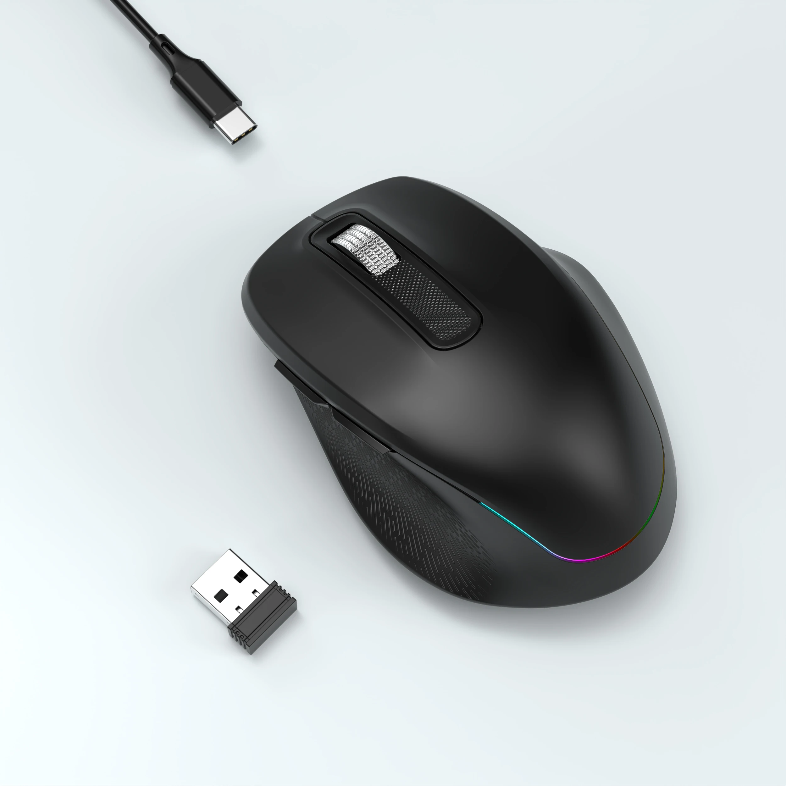

Wireless Gaming Mouse Silent 2.4G USB Dual Mode Bluetooth Mouse 6 Buttons RGB Backlit Wide Compatibility for Laptop Window Mac