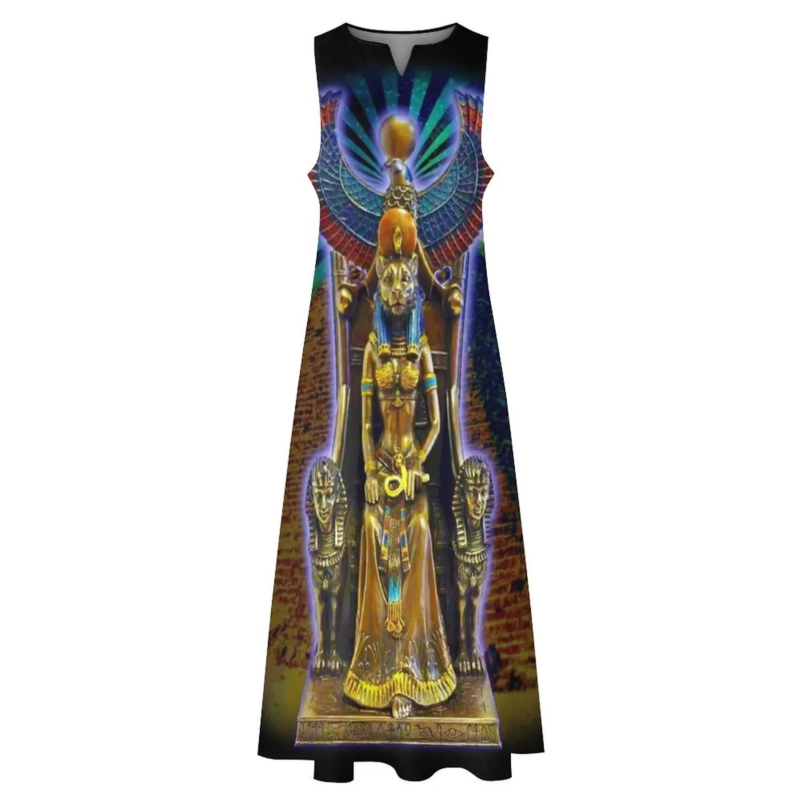 Sekhmet Lioness diosa egipcia de la curación vestido largo vestidos para mujer 2025 vestido de mujer chic y elegante