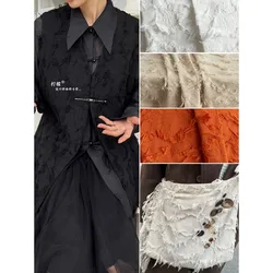 Cotton and Linen Tassel Bag DIY Fabric Linen Jacquard Dark Flower Hand Cut Jacket Skirt Clothing Designer Fabric