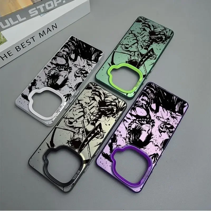 For IQOO Z9 Turbo Z9X Fashion Trend Anime Painting Luffy Zoro ACE Shanks Crocodile Colorful Frosted Laser Full Cover PC Case