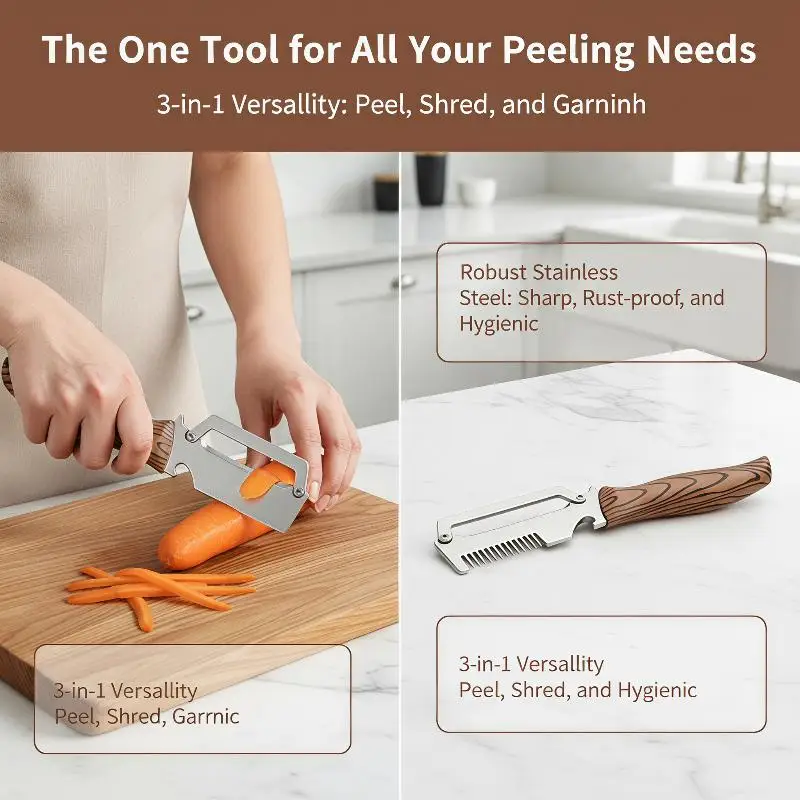 [L] 1 PCS Of Stainless Steel Peeler, Kitchen Accessory For Peeling And Cooking Vegetables, Plastic Non-slip Handle