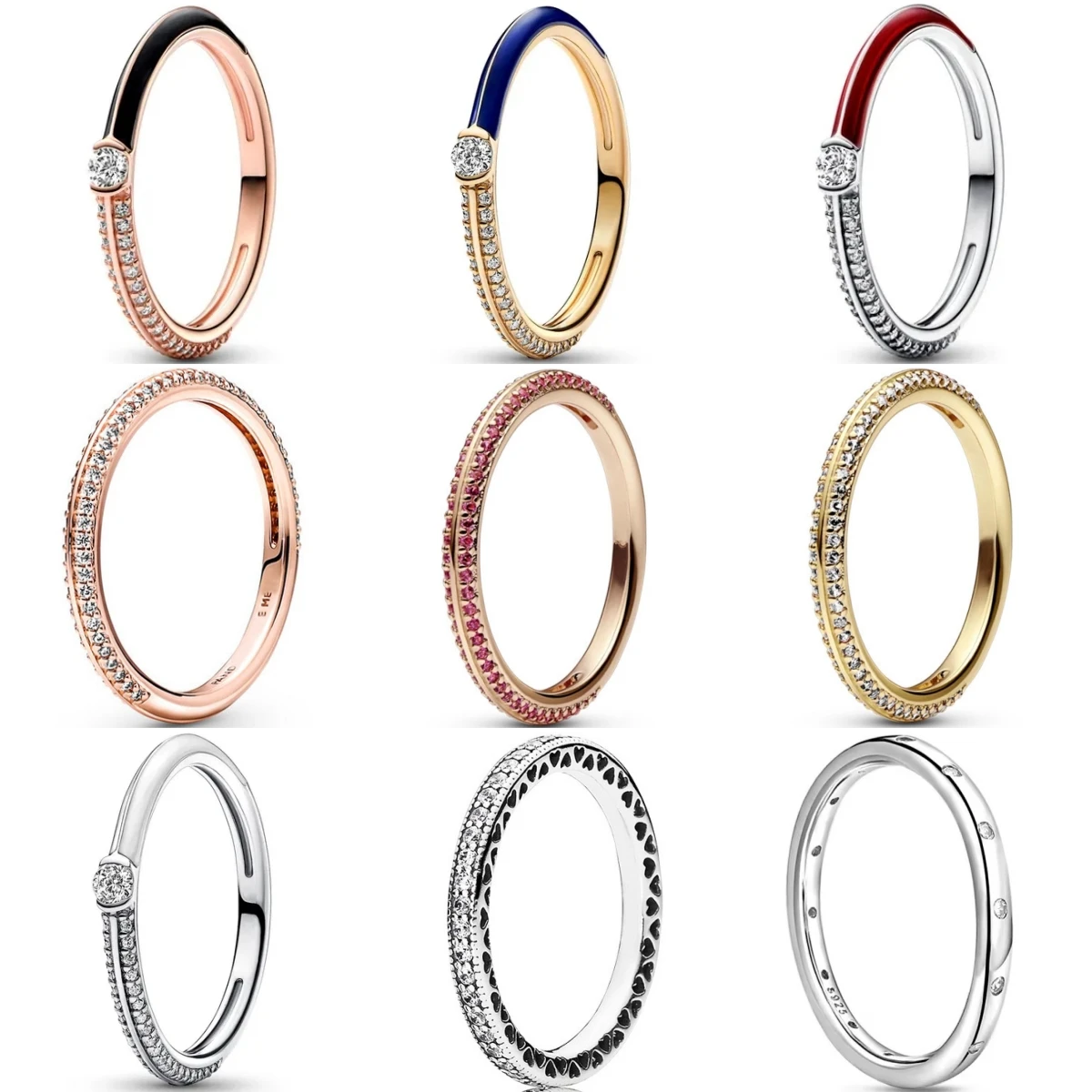New 925 Sterling Silver Two-color Splicing Rings Size 6 7 8 9 Fashion Fine Jewelry For Women Girl Festival Gift