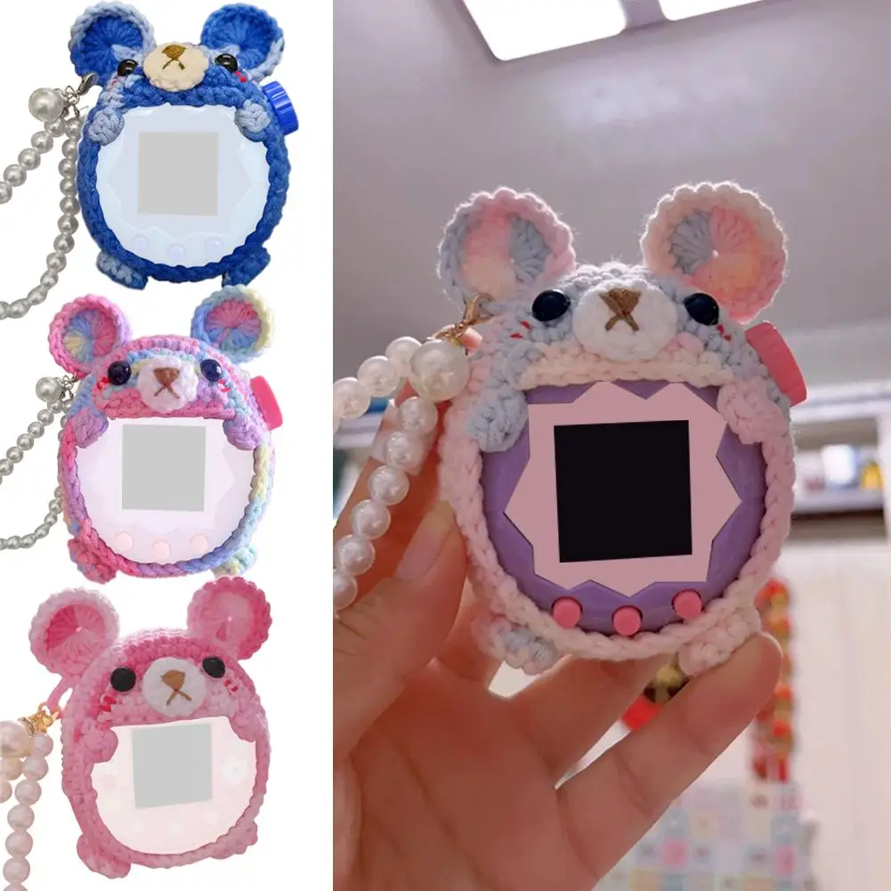 Protective Case For Tamagotchi Paradise Handmade Colorful Bear With Pearl Lanyard Anti Fall Electronic Pet Protective Shell Part