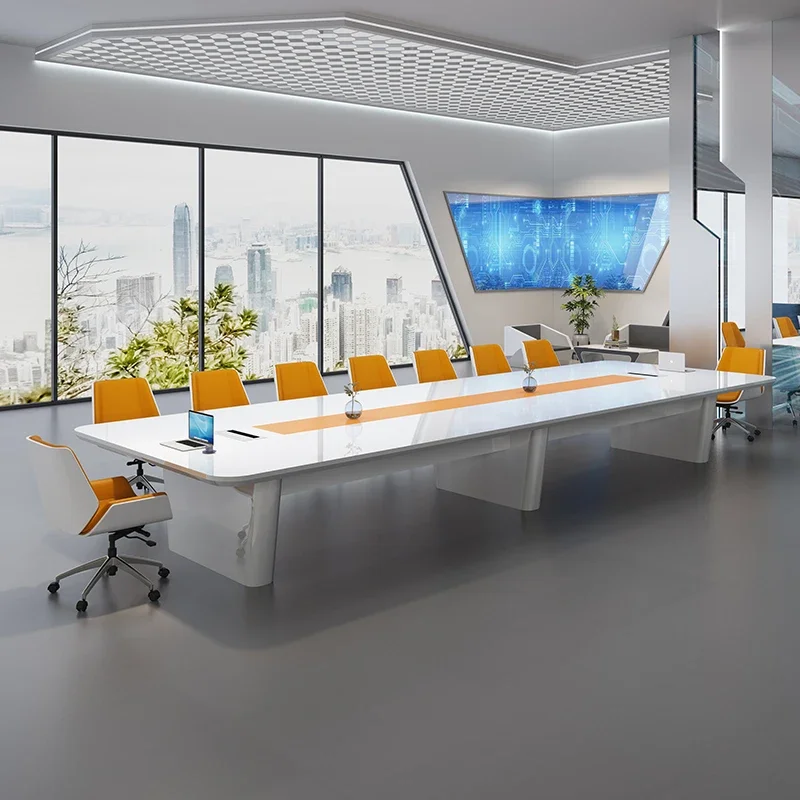 Simplified modern and fashionable office large negotiation table and chair combination