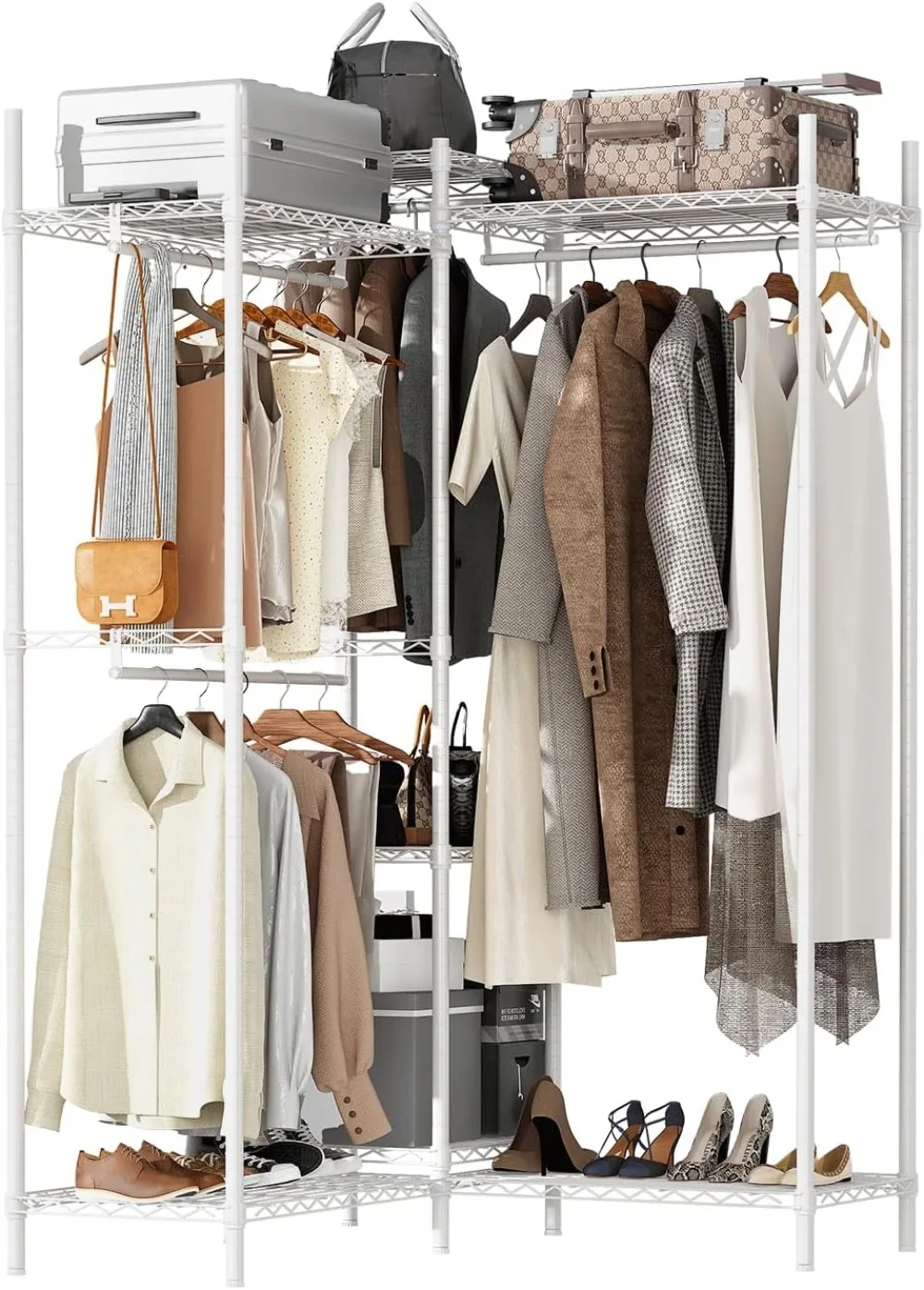 

Heavy Duty Closet Clothes Rack, Wire Garment Rack with 4 Hanger Rods