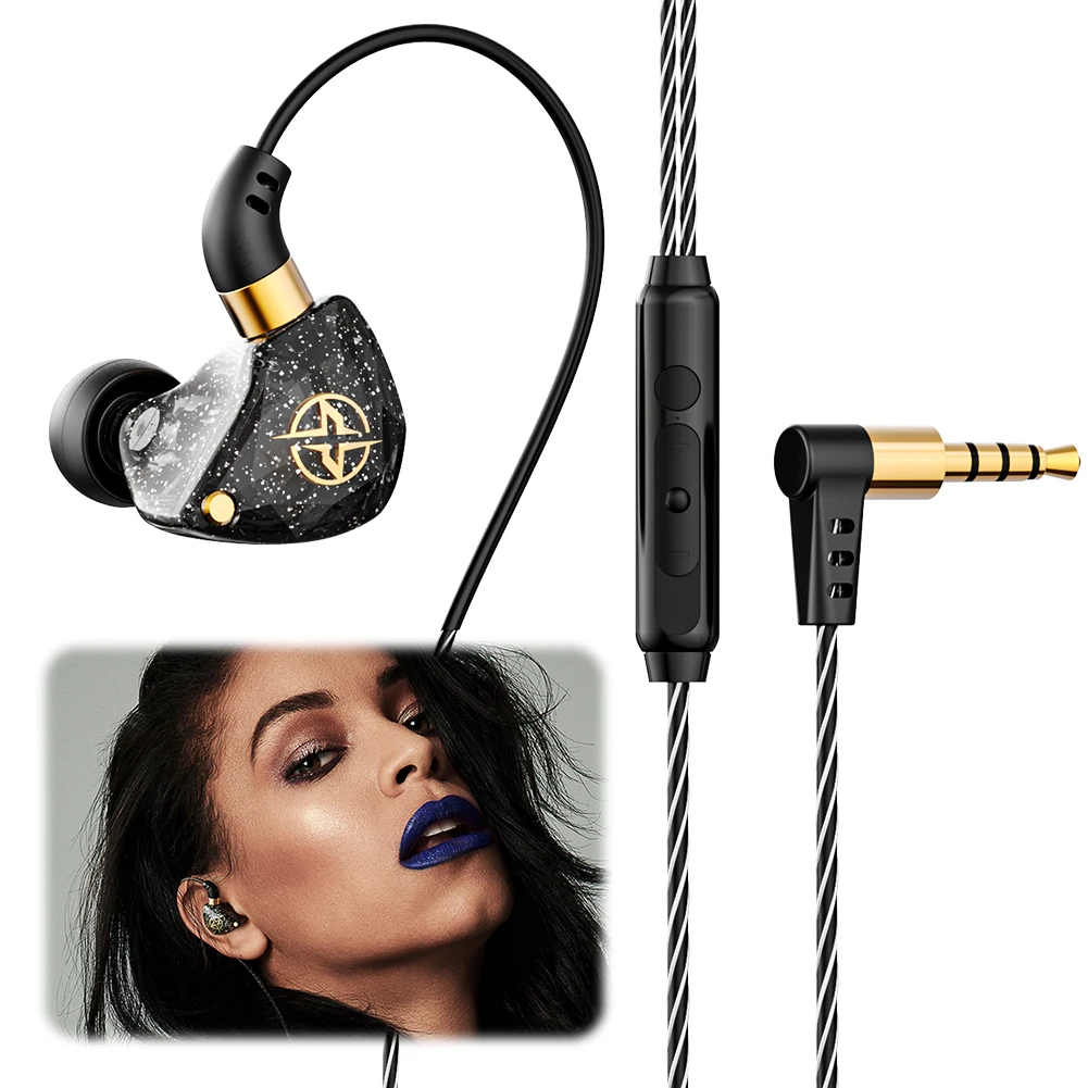 X6 Wired Stereo Ear Monitor Earpiece Headset With Mic HiFi Stereo Earphones 3.5mm Music Earbuds Noice Cancelling