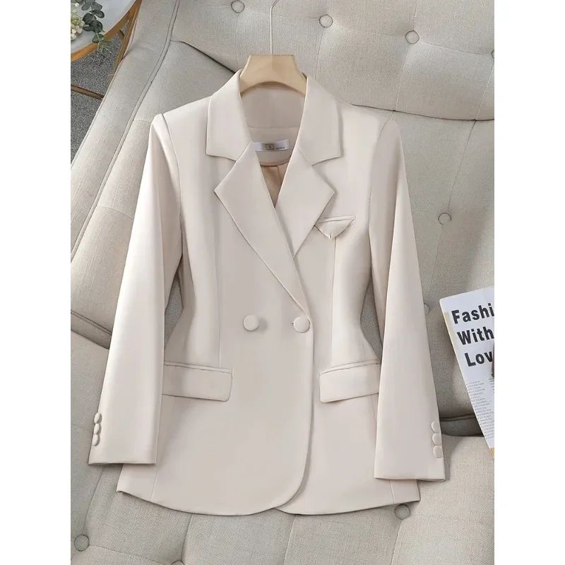 

Fashion Autumn Winter Long Sleeve Blazer Women Apricot Black Brown Female Solid Ladies Jacket Coat For Business Work Wear