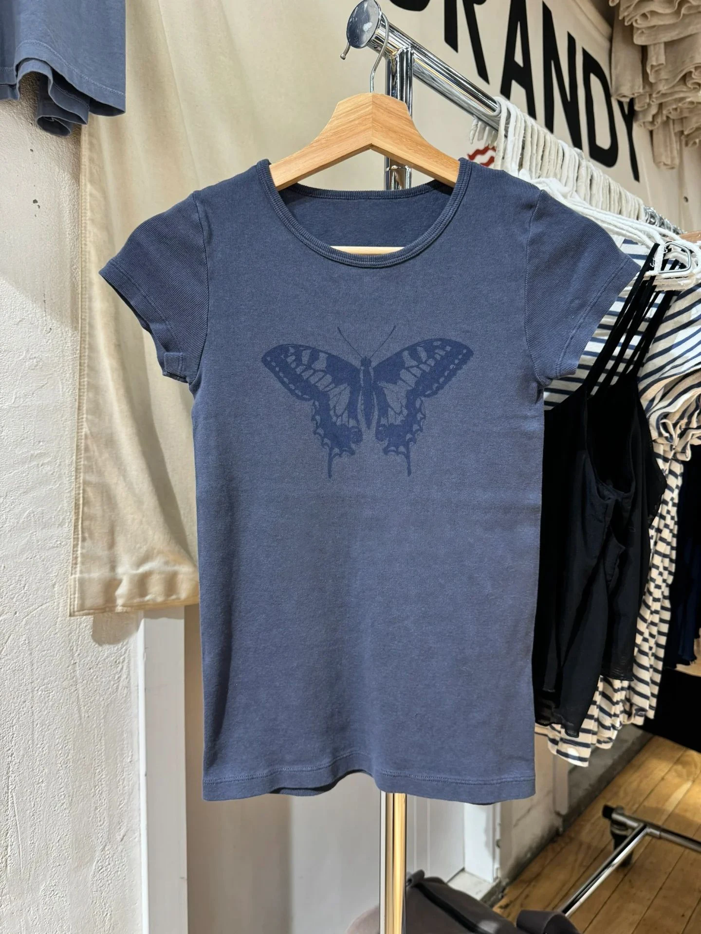 

Butterfly Printed Slim T-shirt Women Summer Crew Neck Short Sleeve Cotton Tee Shirts Preppy Style Vintage Sweet Y2k Tops Tshirts