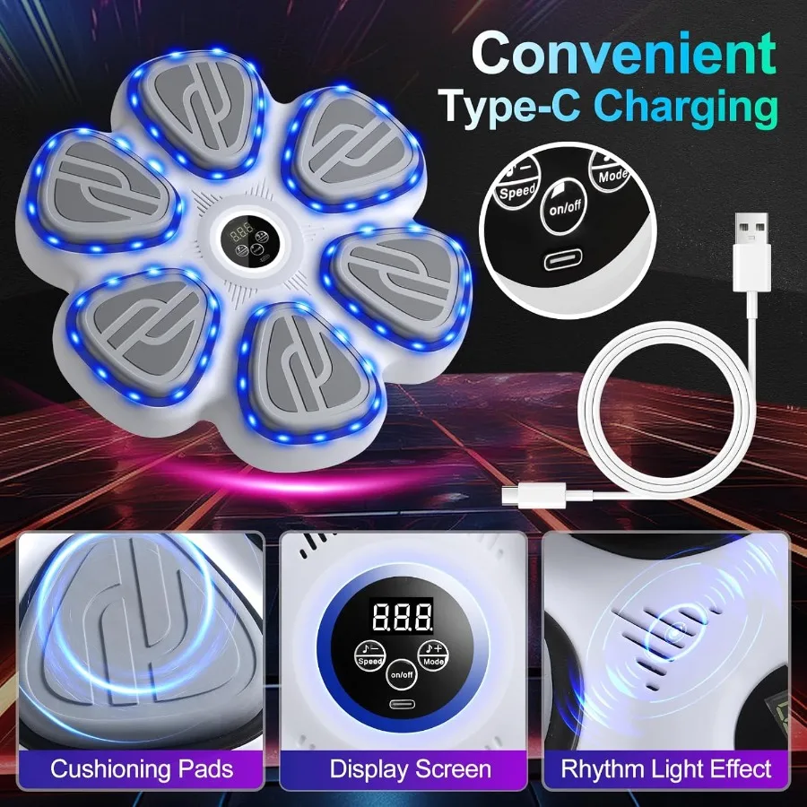 Punzonatrice musicale montata a parete per adolescenti e adulti Punzonatrice interattiva intelligente con luci a LED e Bluetooth per