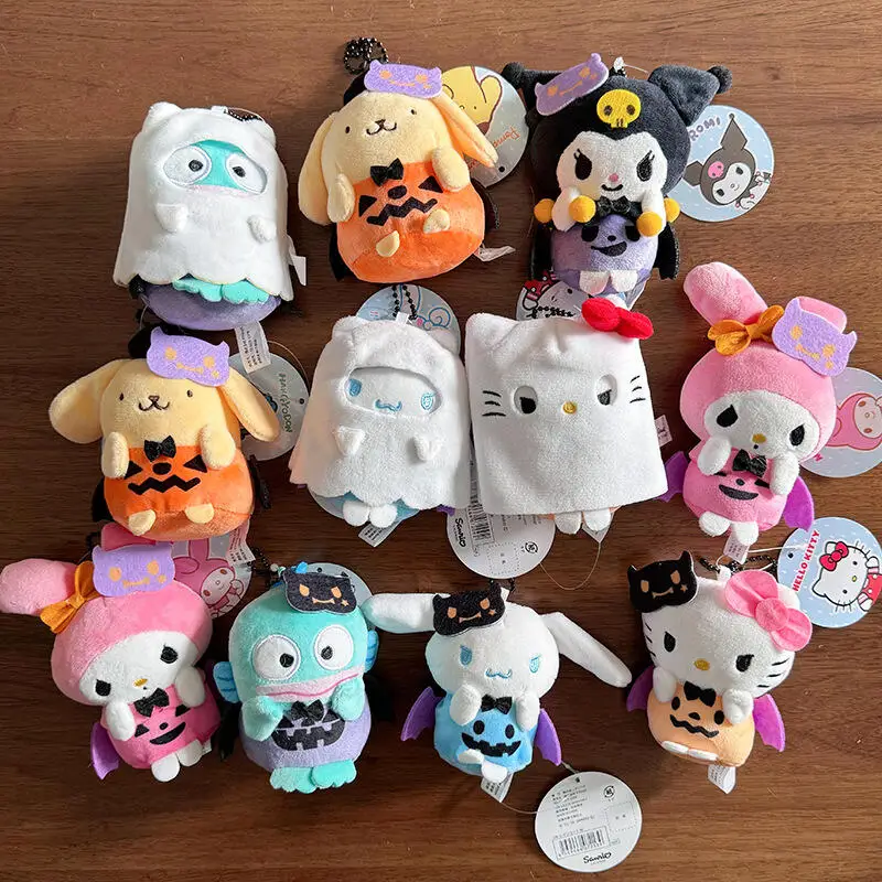

Hellokitty Halloween Series Plush Keychain Lovely Kuromi Cinnamoroll Cartoon Doll Backpack Hanging Ornament Gift for Girls