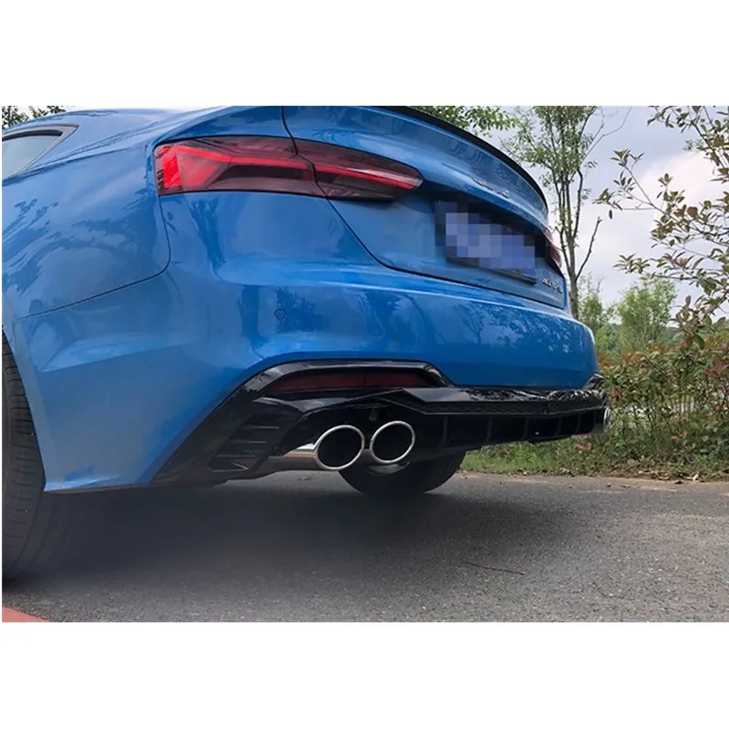 Accessories Car Bumper Diffuser Exhaust and Pipe Tip For Audi A5 2021-2022 Upgrade S5 Rambo Style Diffuse Rear Lip Spoiler