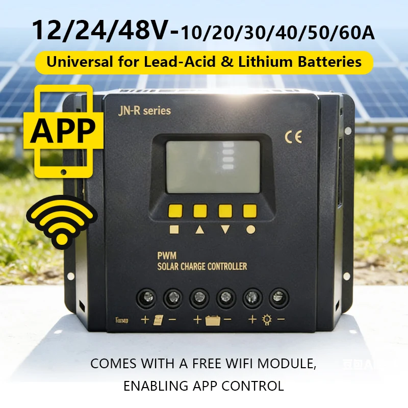 

12V24V48VPhotovoltaic Solar Charging Controller Compatible with lead-acid and lithium batteries10A-60A wifi APP