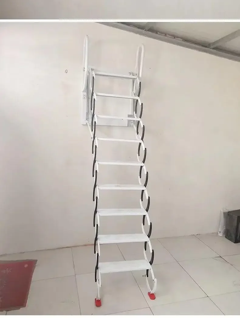 Space-saving Attic Telescopic Staircase Carbon Steel Lift Ladders for Home Indoor Outdoor Wall-mounted Folding Step Ladder s
